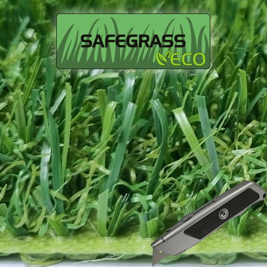 ERIK ECO Safegrass, kunstgræs, 120 m2 rulle, bredde 4 m - rulle i anbrud